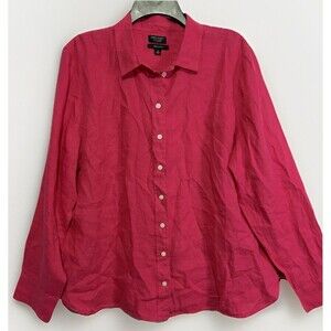 J. Crew Baird McNutt Hot Pink Irish Linen Wren Slim Fit Button Up Shirt 18 NWT